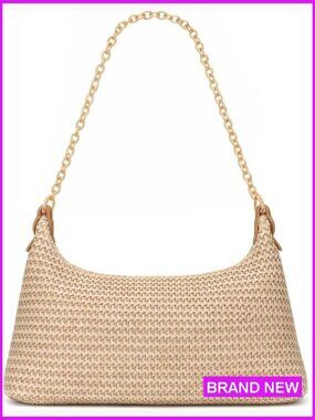 Woven Straw Tote Bag Boho Shoulder Handbag Summer Crochet Purse Beach Casual